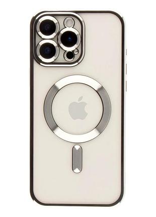 Чехол tpu metallic full camera с magsafe для iphone 15 pro защитный серебристый