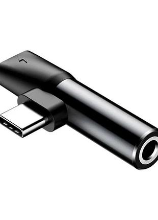 Адаптер baseus l41 type-c 3.5 мм чорний для заряджання та прослуховування музики