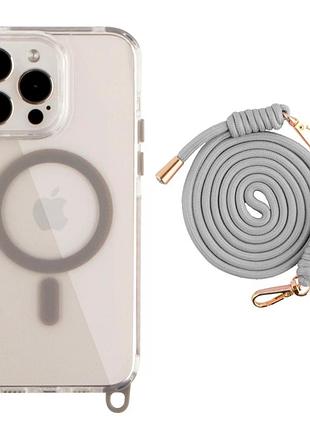 Чехол tpu pc lanyardcase с magsafe для iphone 14 pro защита камеры серый titanium grey