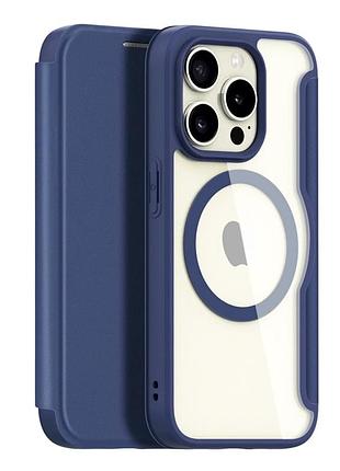 Чохол-книжка dux ducis skin x pro з magsafe для iphone 15 pro tpu pc із захистом камери синій