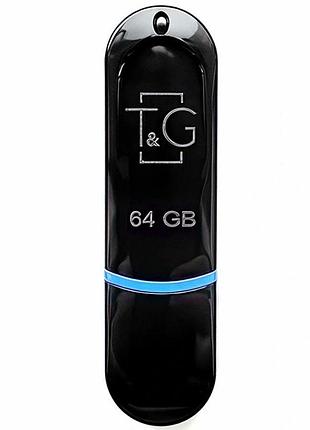 Флешка usb 64gb t&g jet 012 черный для хранения и переноса данных пластиковый корпус usb-a 2.0