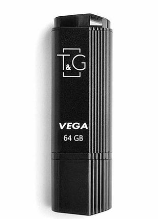 Usb флешка 64gb usb-a 2.0 черный пластиковый корпус перенос данных t&g vega 121