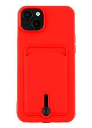 Чохол tpu colorfull pocket card для iphone 15 plus з мікрофіброю всередині червоний