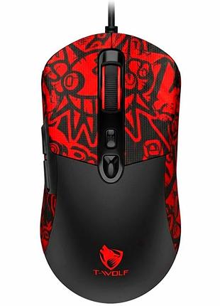 Игровая usb мышь 7200 dpi оптический сенсор проводная abs пластик twolf g550 черно-красный