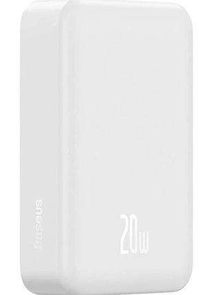 Портативный аккумулятор baseus 20000mah 20w белый для быстрой беспроводной зарядки магнитный