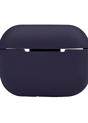 Футляр силиконовый с карабином для airpods pro 2 защитный чехол с матовой поверхностью темно-синий