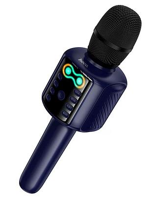 Микрофон hoco l24 shine 5вт 1200мач bluetooth 5.4 aux usb синий для караоке и вечеринок