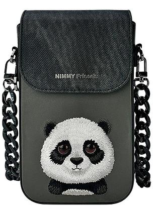 Чохол nimmy mobile phone bag для смартфонів шкірозамінник і текстиль захисний panda black