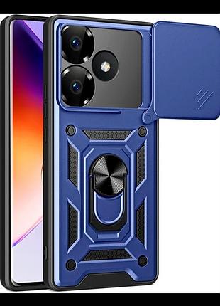 Чехол противоударный armor guard shield для xiaomi poco f6 5g turbo 3 с подставкой защита камеры темно-синий