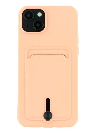 Чохол tpu colorfull pocket card для iphone 15 plus з мікрофіброю всередині захисний рожевий пісок