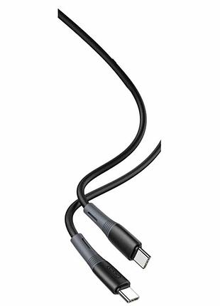 Кабель usb type-c male to type-c male 60w 1м силикон черный для быстрой зарядки и передачи данных