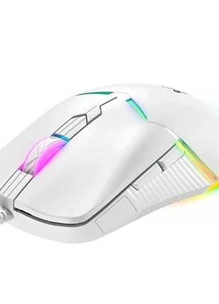 Компьютерная мышь проводная оптическая 6 кнопок rgb подсветка dpi до 6400 onikuma cw929 белая