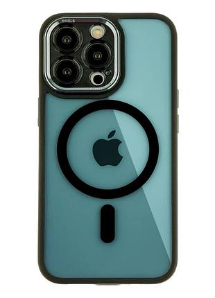Чехол tpu+pc+metal с magsafe для iphone 13 pro max черный противоударный с защитой камеры