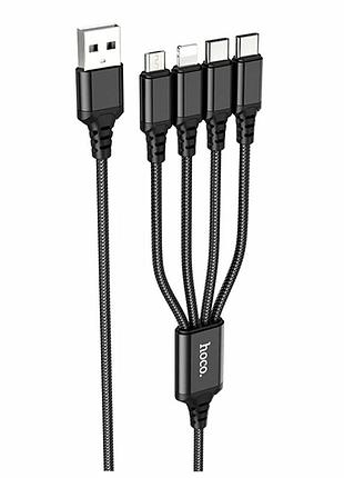 Кабель usb hoco x76 4 в 1 2a длина 1м micro usb lightning type-c черный abs пластик