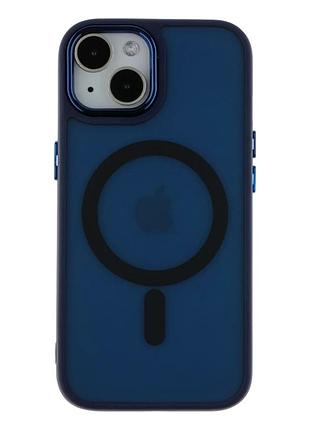Чехол tpu+pc space magnetic color с magsafe для iphone 15 защитный темно-синий