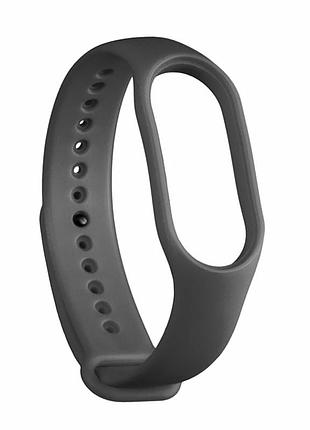 Ремешок для xiaomi mi band 5 6 7 силиконовый темно-серый с застежкой pin-and-tuck