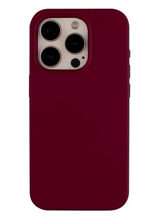 Чехол силиконовый full size для iphone 15 pro противоударный с защитой камеры бордовый
