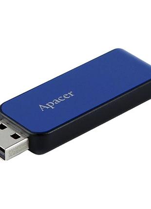Usb флешка apacer ah334 32gb синий компактный накопитель для хранения данных документов и мультимедиа
