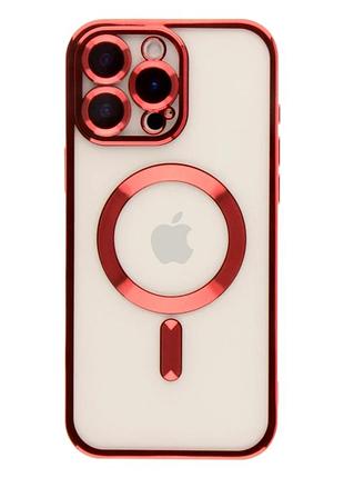 Чехол tpu metallic full camera с magsafe для iphone 16 pro защитный красный