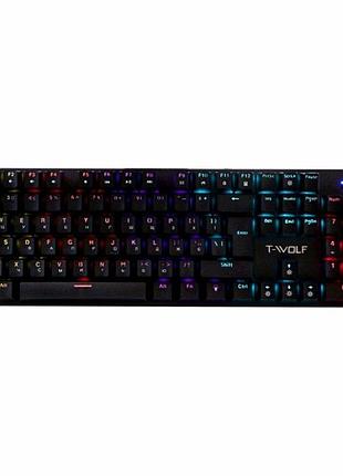 Игровая клавиатура механическая 104 клавиши led подсветка usb черный twolf t17 blue switch