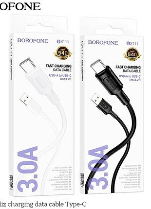 Кабель usb borofone bx111 type-c 3a для зарядки смартфонов и планшетов черный 1 метр