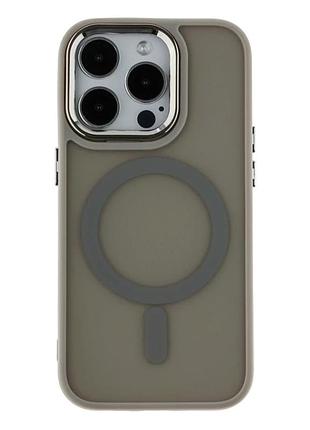 Чехол tpu+pc space magnetic color с magsafe для iphone 14 pro серый противоударный с защитой камеры