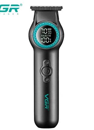 Триммер vgr v-990 green 2000 мач 3 насадки led-дисплей для стрижки бороды и усов