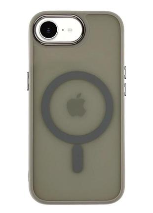 Чехол tpu+pc space magnetic color с magsafe для iphone 16e серый противоударный с защитой камеры