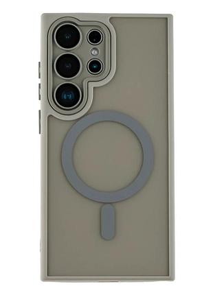 Чехол tpu+pc magnetic matte для samsung galaxy s23+ 5g с magsafe защита камеры серый