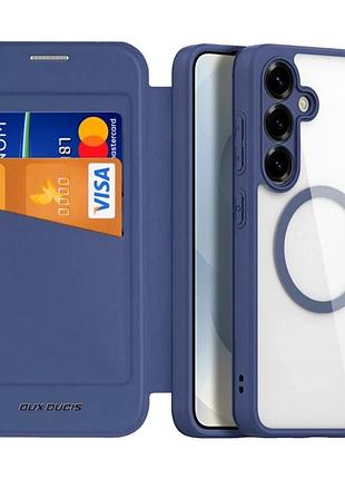 Чехол-книжка dux ducis skin x pro с magsafe для samsung galaxy s25+ 5g tpu защитный с удобным доступом синий
