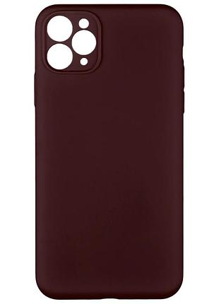 Чехол силиконовый full camera для iphone 11 pro max с микрофиброй защита камеры марунный