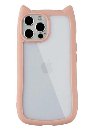 Чехол tpu+pc cat ears для iphone 12 pro max защитный с усиленными углами розовый