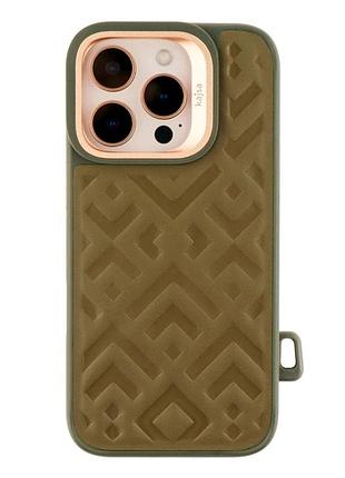 Чехол противоударный kajsa briquette collection для iphone 16 pro с magsafe защита камеры оливковый