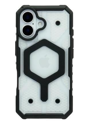 Чехол tpu+pc armorhex magnetic case для iphone 16 прозрачный с magsafe защита камеры черный