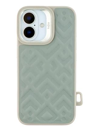 Чохол протиударний kajsa briquette collection для iphone 16 з magsafe light grey з мікрофіброю всередині