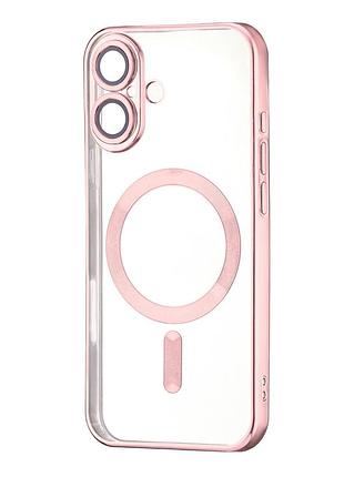 Чехол силиконовый ductil metallic edge с magsafe для iphone 16 защита камеры розовый