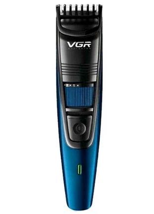 Тример vgr v-052 потужність 8 вт довжина стриження 0 5 10 мм usb-зарядка чорний із синім для бороди та вусів