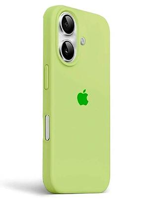 Чохол силіконовий silicone case full size для iphone 16 plus з мікрофіброю всередині mint