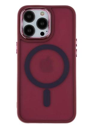 Чехол tpu+pc space magnetic color с magsafe для iphone 13 pro max защитный бордо