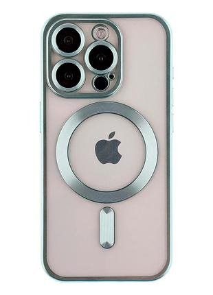 Чохол tpu metallic chrome full camera з magsafe для iphone 14 pro max захист камери зелений