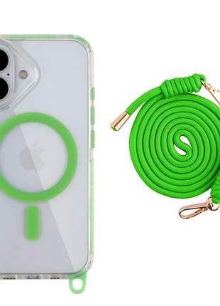Чохол tpu+pc lanyardcase з magsafe для iphone 16 протиударний fluorescent green