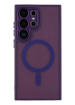 Чохол tpu+pc magnetic matte для samsung galaxy s24 ultra 5g захист камери з magsafe темно-фіолетовий