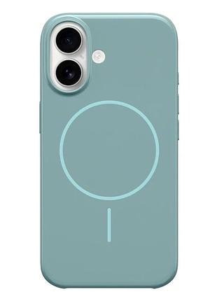 Чехол силиконовый с magsafe для iphone 16 plus защита камеры микрофибра riptide blue