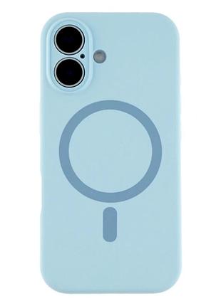 Чохол силіконовий glow silicone case з magsafe для iphone 16 захист камери з мікрофіброю всередині синій