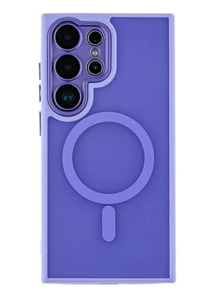 Чехол tpu+pc magnetic matte для samsung galaxy s25 5g защита камеры с magsafe фиолетовый