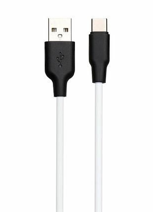 Кабель usb type-c 2 м 3 а силіконовий чорно-білий hoco x21 plus для заряджання та синхронізації