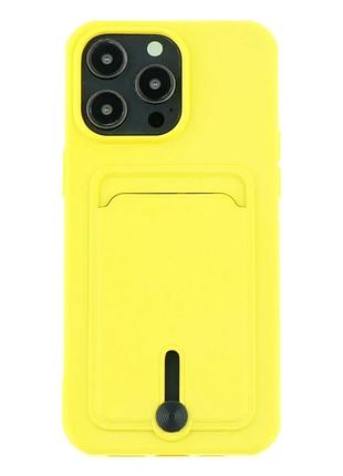 Чехол tpu colorfull pocket card для iphone 15 pro max с микрофиброй внутри защитный желтый