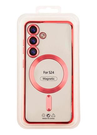 Чехол tpu metallic full camera с magsafe для samsung galaxy s24 5g защитный красный