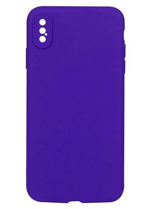Чехол силиконовый full case для iphone xs max с защитой камеры микрофибра фиолетовый