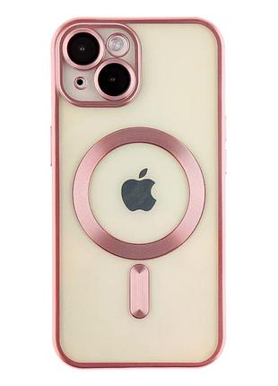 Чехол tpu metallic chrome full camera с magsafe для iphone 14 защитный с усиленными углами chrome rose